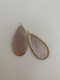 Peach Moon Stone Bezel 1  Pieces One Loop Real Gold Plated and Sterling Silver 925 Peach moon Stone  Tear Drop Shape, Size : 24mmX46mm.