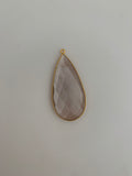 Peach Moon Stone Bezel 1  Pieces One Loop Real Gold Plated and Sterling Silver 925 Peach moon Stone  Tear Drop Shape, Size : 24mmX46mm.