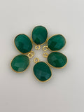 Green Onyx Six Piece a Pack one loop Real Gold Plated  Smokey Green Onyx  Bezel Oval  Shape, Size : 9mmX11mm.#DM 1197