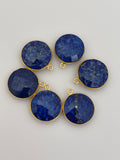 Laps Bezel Pack of Six Pieces one Loop Real Gold Plated  Lapis  Coin  Shape, Size : 15mm.#DM 319