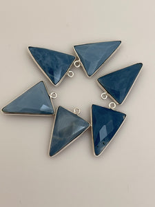 Blue Opal  Opal  one Pack of Six Pieces One Loop Gold Plated Sterling Silver  Blue Opal Triangle Shape, Size : 15mX20m.#DM 559