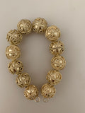 1 Strand of Decorative Beads, Gold Finish And Silver Plated, Brushed Finish, e-coated (about 12 Beads) Size: 16mm.