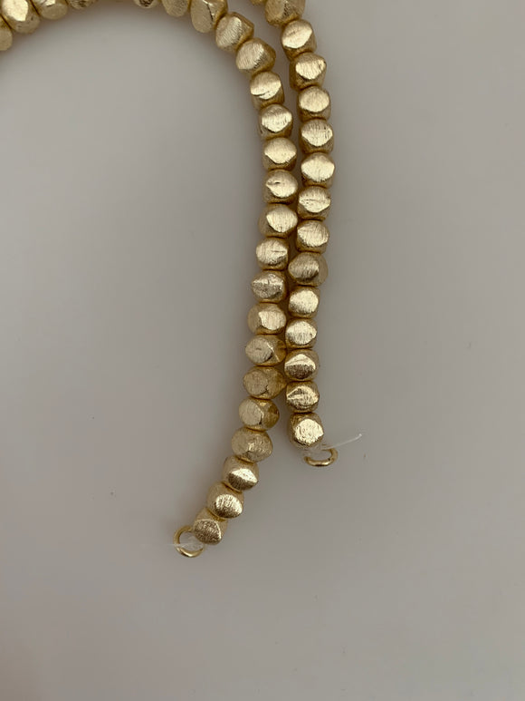 1 Strand of Brushed Gold Finish Silver Plated Faceted Nuggets  Beads, E-coated Beads,we offer two Color Finish And Silver Plated  Four Sizes