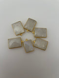 Rainbow Moonstone Bezel Six Piece a Pack One Loop  Real Gold Plated and Sterling Silve Rainbow Moonstone Rectangle Shape, Size :15mmX20mm.