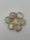 Rainbow Moonstone Bezel One Loop  Real Gold Plated  and Sterling Silver 925 Rainbow Moonstone Heart Shape,Size:12mm.