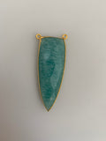 Amazonite Bezel  Packof  One piece  Connector  Real Gold Plated  And Sterling Silver Amazonite  Triangle  Shape, Size : 46mmX16mm.