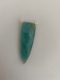 Amazonite Bezel  Packof  One piece  Connector  Real Gold Plated  And Sterling Silver Amazonite  Triangle  Shape, Size : 46mmX16mm.