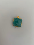 Amazonite One  Piece a Pack Connector  Real Sterling Silver 925 And Gold Plated  Amazonite Square Shape, Size : 16mm.