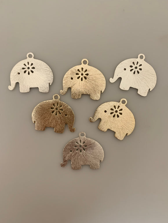 Elephant shaped Charms, Gold Finish,and Silver Plated  E-coated, Brushed Finish.