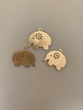 Elephant shaped Charms, Gold Finish,and Silver Plated  E-coated, Brushed Finish.