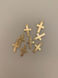 15 Pcs. Gold Finish And Silver Plated  Cross Pendant, E-coated, Brushed Finish, Handmade Components/findings "23 X13mm"