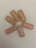 Pink Chalcedony  Bezel Pack Six Pieces One Loop Real Gold Plated Pink Chalcedony  Rectangle Shape, Size : 12mmX30mm. DM #429