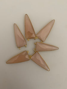 Pink Chalcedony a Pack of Six Pieces Connector Real Gold Plated Triangle Shape, Size : 15mmX35mm.