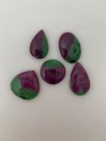 5 Pieces Lot of Ruby Zoisite Cabochons. Natural, Highly Polished, Great Quality, Different Shapes and Sizes, (Between 17mX25mm and 18mX30mm)