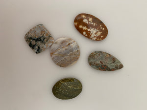 4 Pieces Lot of Ocean Jasper Jasper Cabochons.Ocean Jasper, Natural,Great Quality, Different Shapes and Sizes, (Between 21X30mm and 21mX35mm)