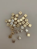 1 Strand of Light weight  Cube Beads, Gold finish And Silver Plated  Brushed Finish, e-coated (about 25 Square Beads)