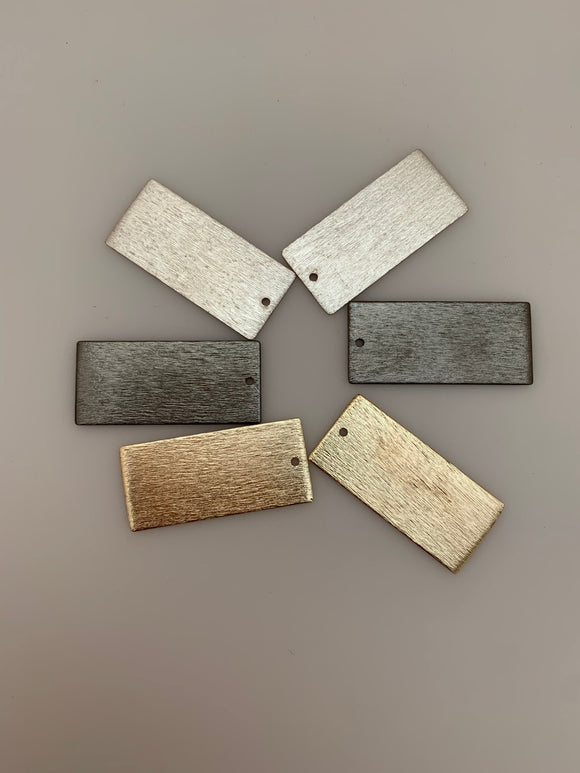 8 Pcs. of Stamping Bar/Rectangular Charms/Pendants in 3 colors (Gold Finish, Gunmetal & Silver Plated) Brushed Finish, Size: 35X16mm