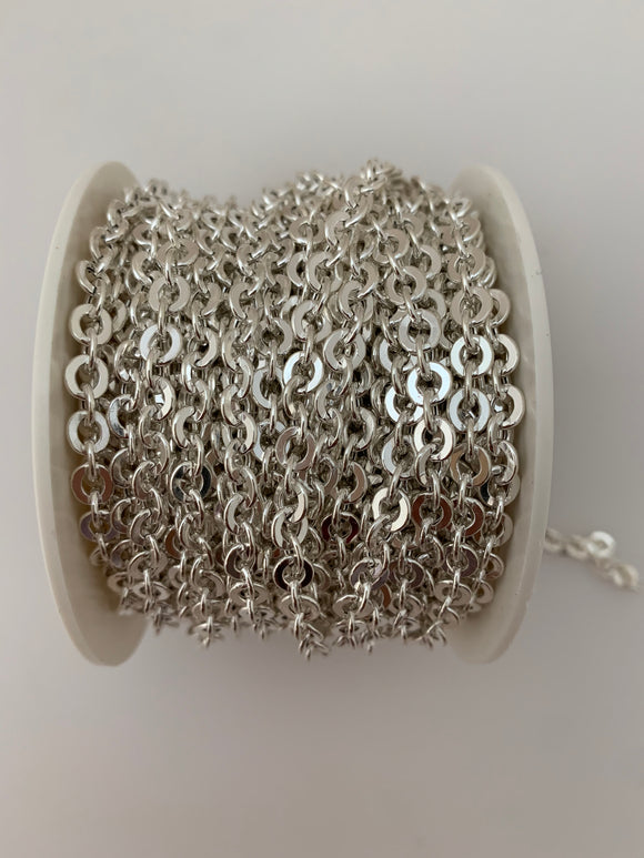 3 foot of 925 Sterling Silver Chain, Hollow, Flat Cable light Weight Sterling Chain 925 Sterling Silver,Size: 5.5mm | CHN102SS