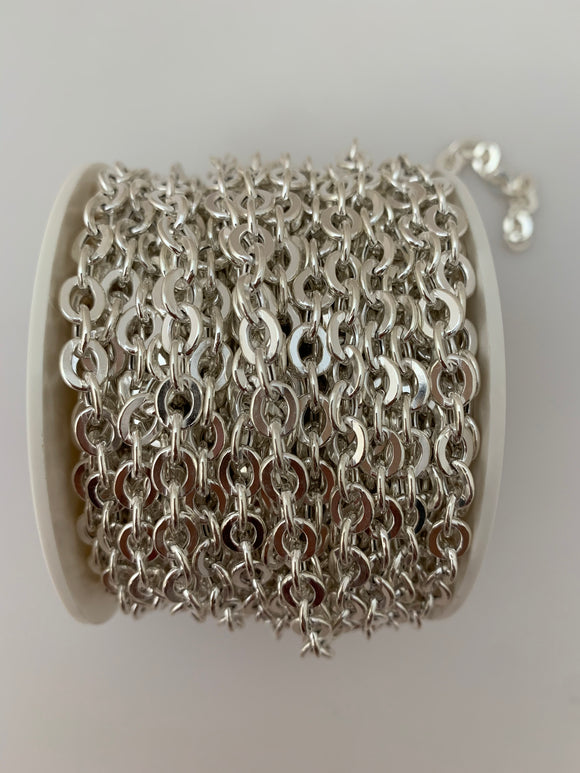 3 foot of 925 Sterling Silver Chain, Hollow, Flat Cable light Weight Sterling Chain 925 Sterling Silver All The Way Through, size: 6.15 | CHN103SS