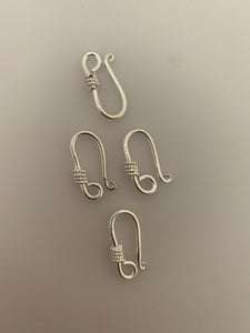 4Pcs  Sterling Silver S Hook/Claps Fancy Designer S hook  Size:10mmX20mm | H1SS
