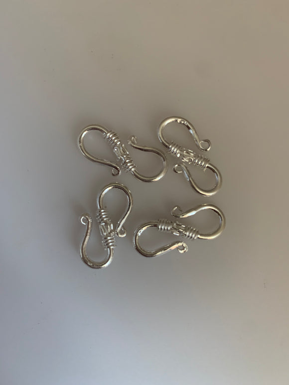 4 Pcs Of Pack Sterling Silver /925  S Hooks Or Claps Size :20mm X8mm | H6SS