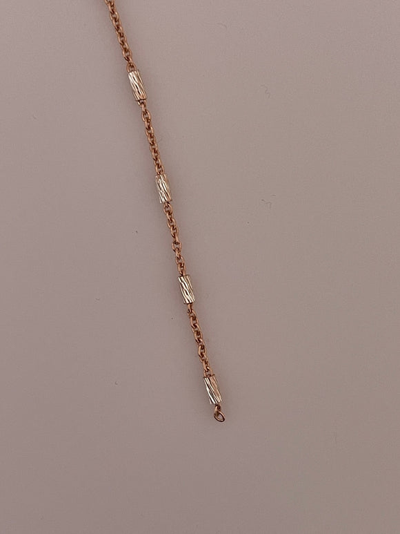 Rose Gold Sterling Silver  Cable Chain With Crimped D/C  Tube With Raw Silver  Size:1.8mm Rose Gold | CHN83SS