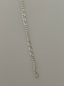 3 Feet Sterling Silver Figaro With 9 Short Links And 3  Romb Long  Link D/C  two Side Size :L 4.9X2.7-S1.9 | CHN64SS