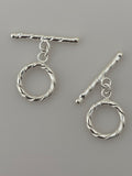 2 Pcs of Sterling Silver Fancy Twisted  Toggle /Claps  Size: 15mm(Circle ) Bar Size 26mm | T4SS