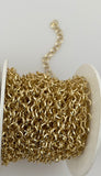 3 Feet of Gold Plated Brass Chain | Round Rolo With Triangle Wire Chain | E-coated | CHN24BM