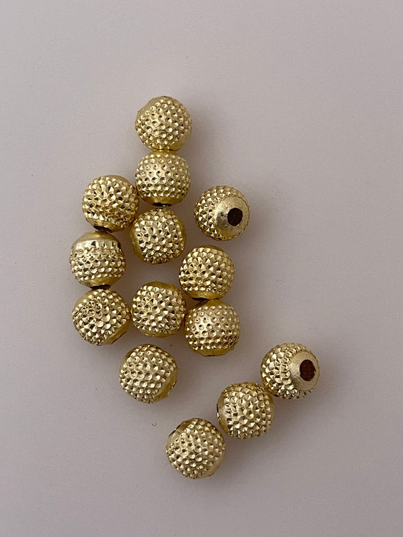 1 Strand of Round Beads |  Brushed | Anti Tarnished | Copper/Brass Beads | Gold Finish 25to 43 Bead In a Strand |  Size-,4mm5mm, 6mm,8mm.