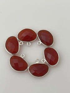 A Pack of six Pieces One Loop Real Gold Plated and Sterling Silver 925 Red Onyx H Oval Shape, Size : 10mmX15mm.