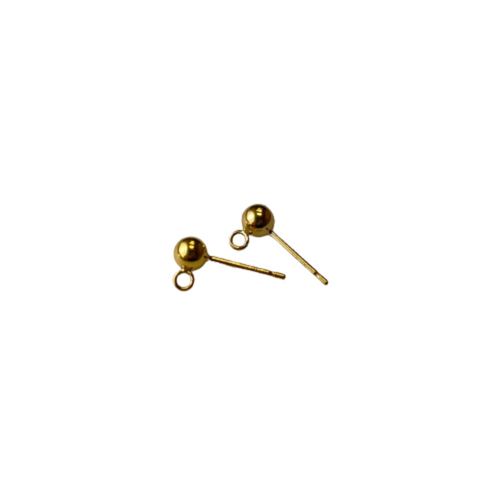 Stud Ball Earrings, 10-12 Pcs., 3mm-4mm, Stud Ball Earring w/Ring, Gold Filled, Earring Studs