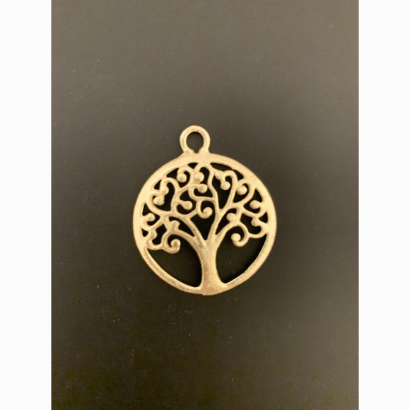 A Pack of  6 Pcs.  Gold Finish,Life of Tree Pendent E-coated, Brushed Finish, Handmade Circle With Star 