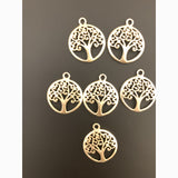 A Pack of  6 Pcs.  Gold Finish,Life of Tree Pendent E-coated, Brushed Finish, Handmade Circle With Star "33mmX28mm "size.CF92BMGO