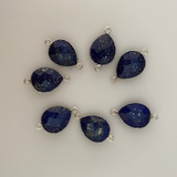 Six Piece a Pack Connector  Sterling Silver 925 Lapis Lazuli Pear Shape, Size : 12mmX15mm.