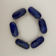 Six Piece a Pack Connector  Sterling Silver 925 Lapis Lazuli Oval Shape, Size : 10mmX24mm.