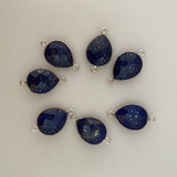 Six Piece a Pack Connector  Sterling Silver 925 Lapis Lazuli Pear Shape, Size : 12mmX15mm.