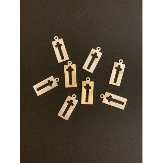 Cross, A bag of 20pcs Gold Finish OR Silver Plated Cross, Simple Cross, E-coated, Brushed Finish, PENDENT Cross Available sizes: