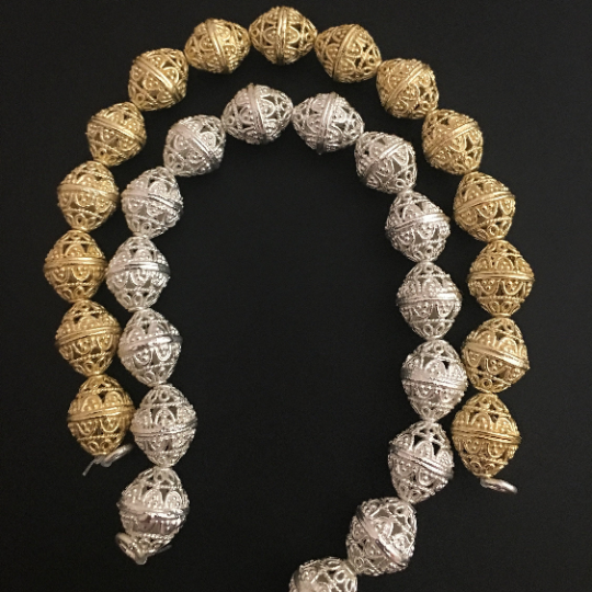 Decorative Beads, Gold Finish,Silver Plated Brushed Finish, E