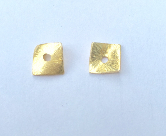Gold Finish AND Silver Plated, 6mm,to 14mm Square, Brushed Finish, E-coated, Curved Disc (with one hole in the middle) About 90 Pcs.