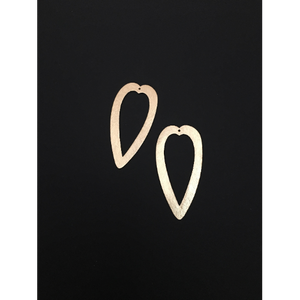 Elongated Hollow Heart Shaped Jewelry Components (Gold Plated/Silver Plated) | Purity Beads