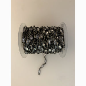 Gunmetal Plated Copper CZ Oval, (Cubic Zirconia Oval Bezels Chain) #6 CZ | Purity Beads