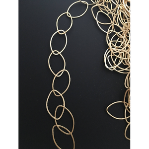 3 feet of Copper Chains,  Marquise Shape Chain in two colors "Gold Finish" and "Silver Plated" E-coated, Brushed Finish,  Link Size: 26X43mm