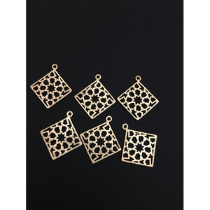 Square Shaped Pendant With design (Gold Finished/Silver Plated) | Purity Beads